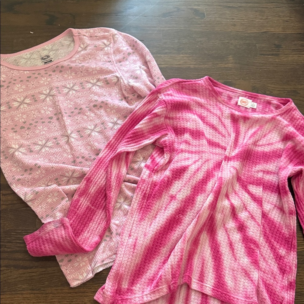 Fruit of the Loom Girls Long Sleeve Tees - Light Pink & Hot Pink